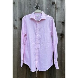 Lauren Ralph Lauren Men's Pink Plaid Button Down Dress Shirt Slim Fit Sz L 34/35